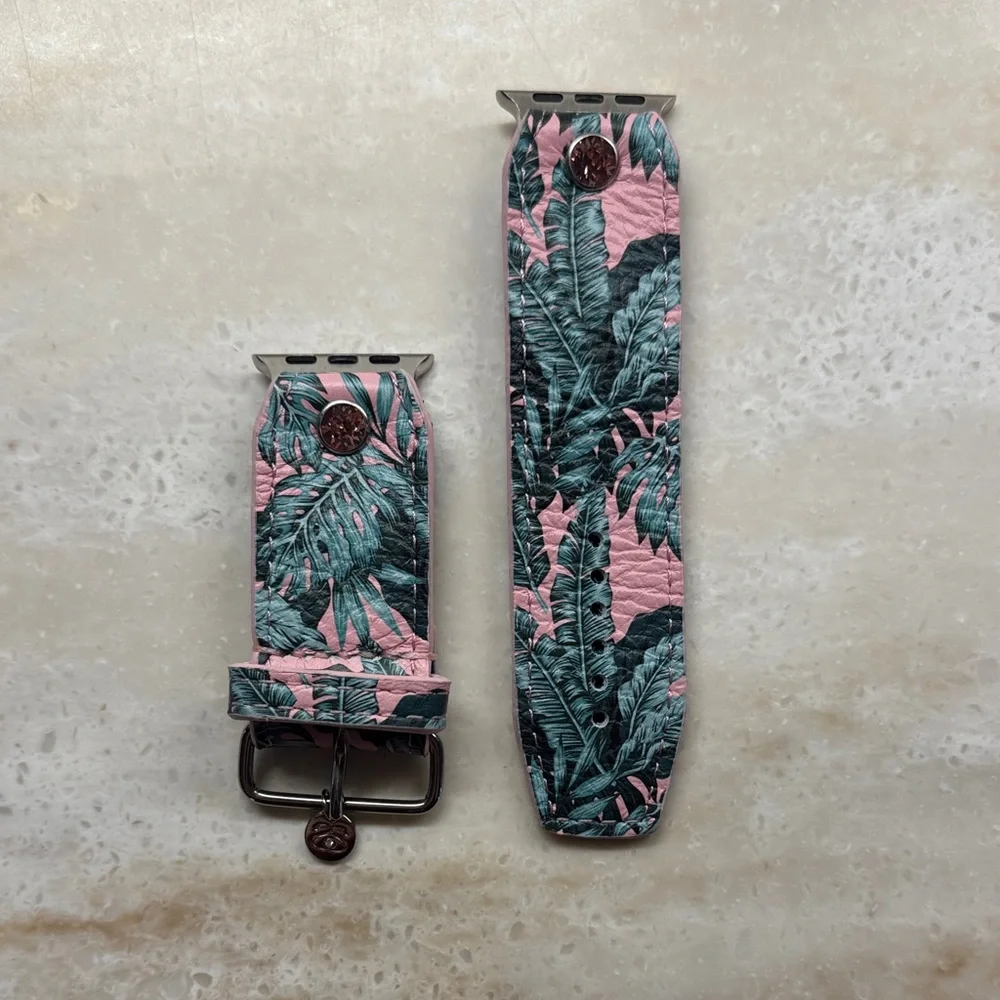 Pink & Teal Tropical Leather Watch Band for Women